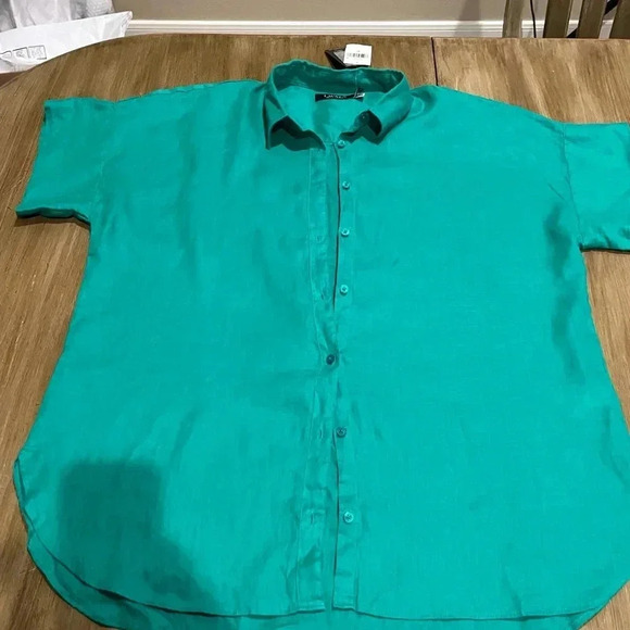 Lauren Ralph Lauren Relaxed Fit Dolman Sleeve Linen Short-Sleeve Shirt XL NWT - Picture 3 of 3